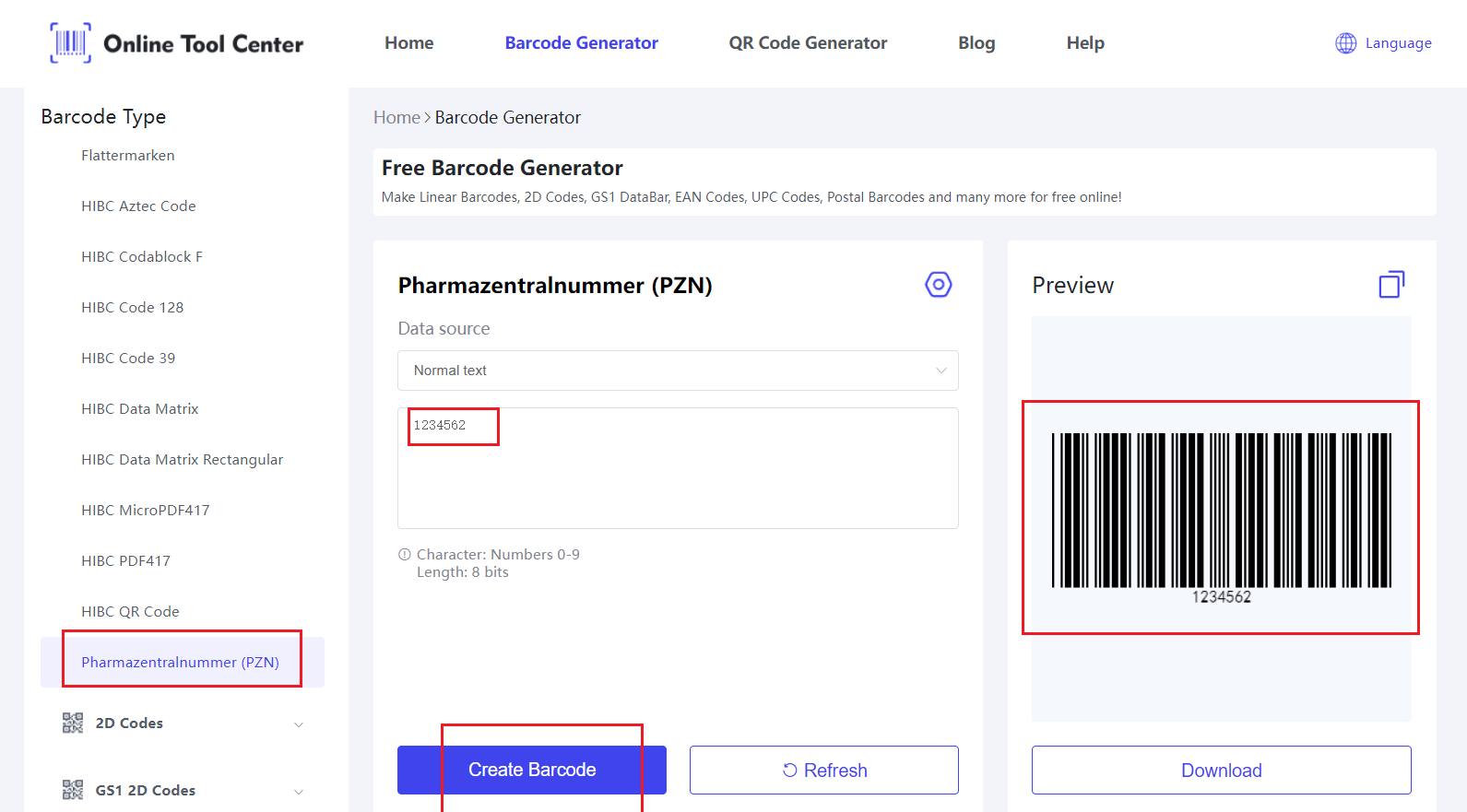 Pharmazentralnummer stregcode generator.png