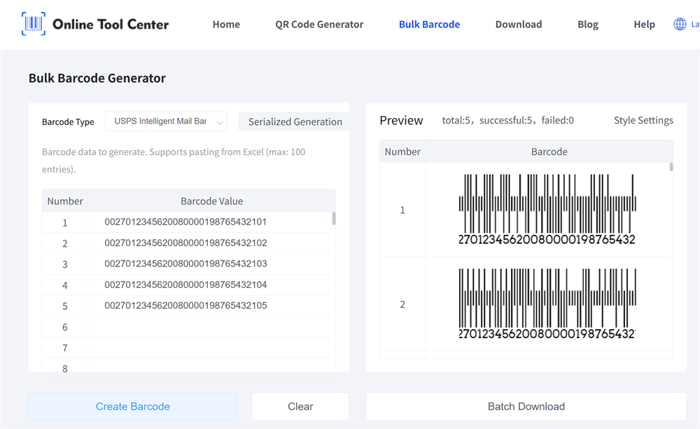 bulk impb barcode generator bulk impb stregkodegenerator