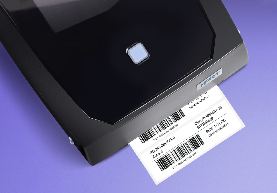 A label being printed from a stregkodeprinter
