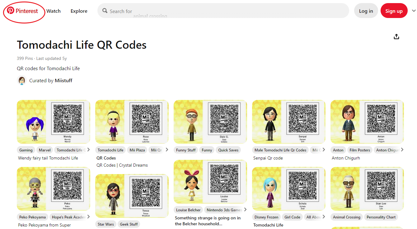 Tomodachi Life QR-koder fra Pinterest.png