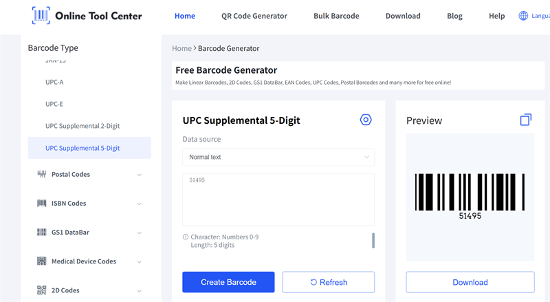 erate UPC supplerende 5 cifre