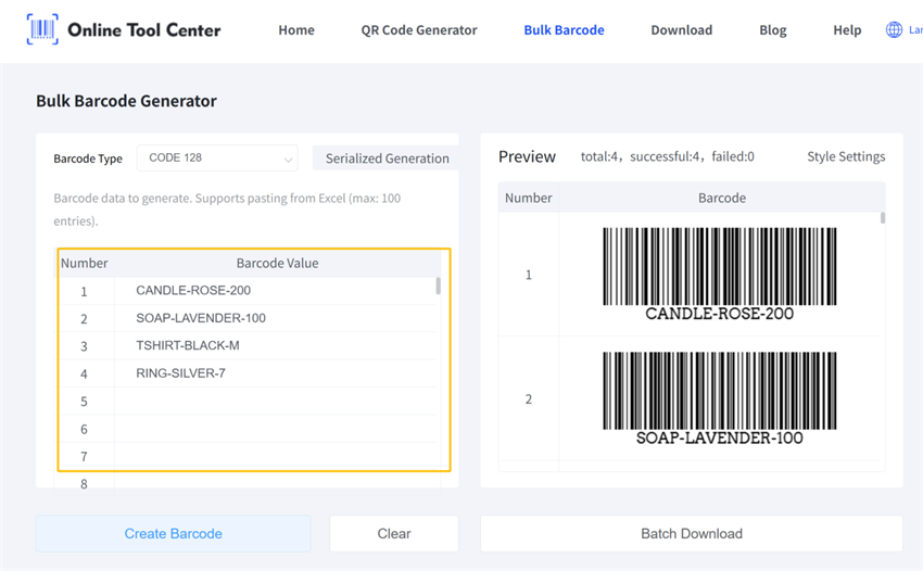 erate multiple barcodes Erate flere stregkoder